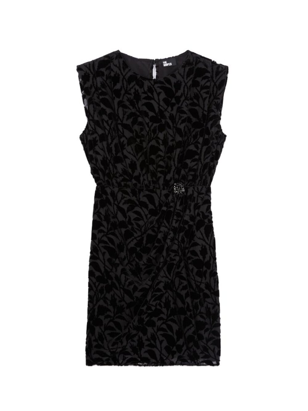 The Kooples Black Velvet Floral Dress Rhinestones Sleeveless Design IT 3  US Med